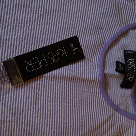 BNWT - KASPER PETITE - PURPLE/WHITE TANK TOP - SIZE 12P - Picture 4 of 4